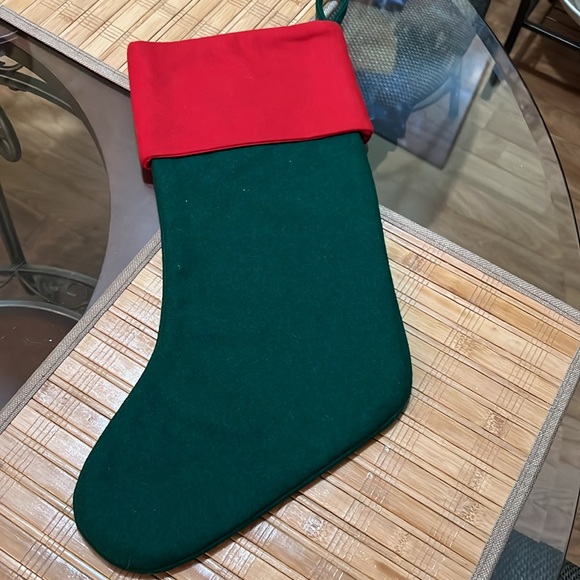 Macys Holiday Lane Wool Stocking with Needlepoint Cuffs Red & Green. - Picture 4 of 5